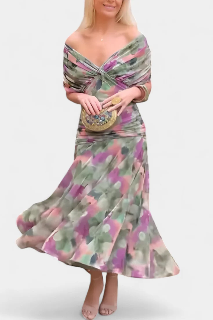Alondra Vestido Largo con Estampado Floral Fantasía y Escote en V - Imagen 6