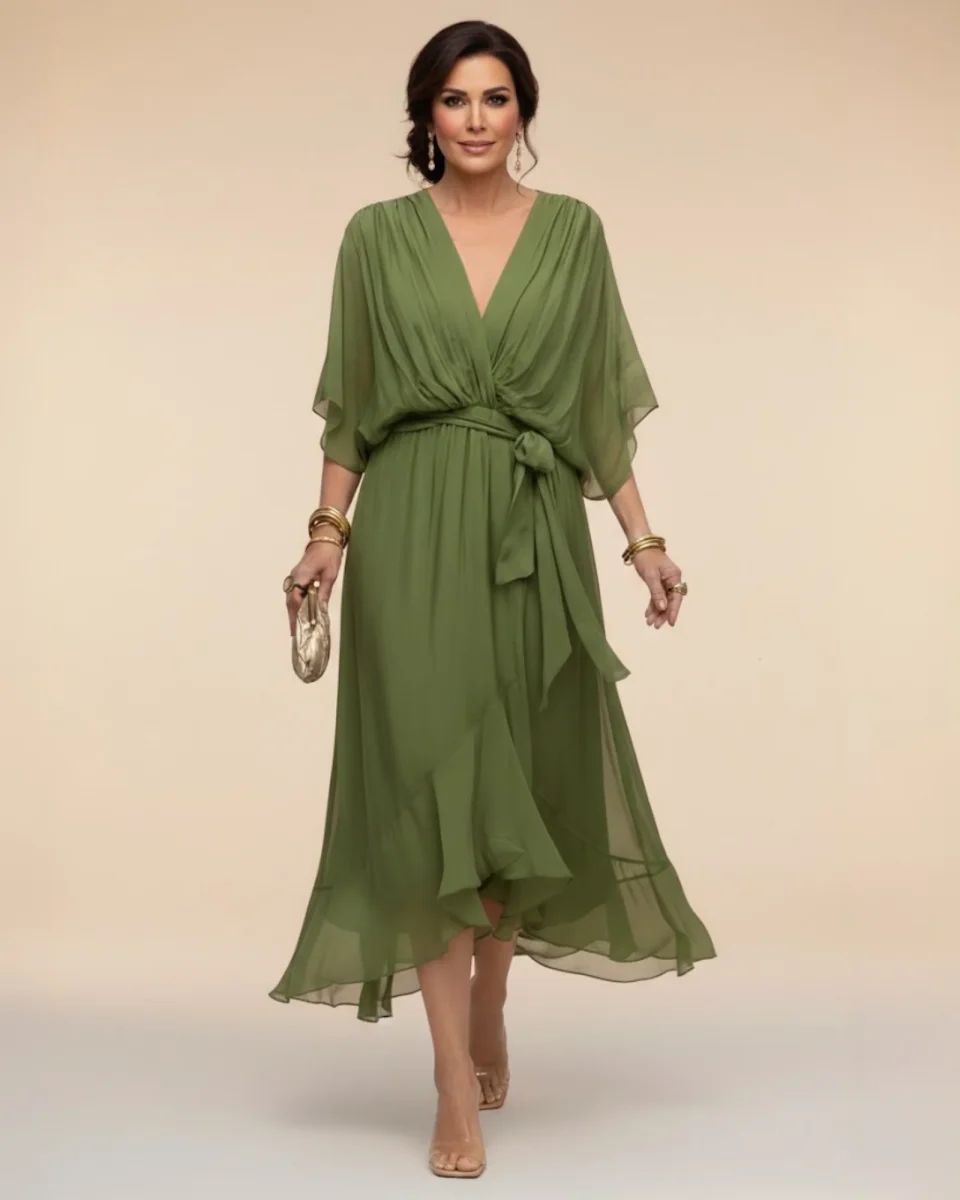 Julieta | Vestido de chifón con escote en V - Imagen 4