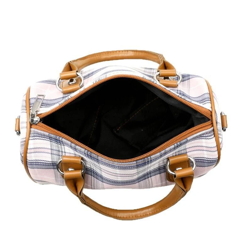 Bolso de hombro para mujer estampado tartán con asas en contraste - Milena - Imagen 3