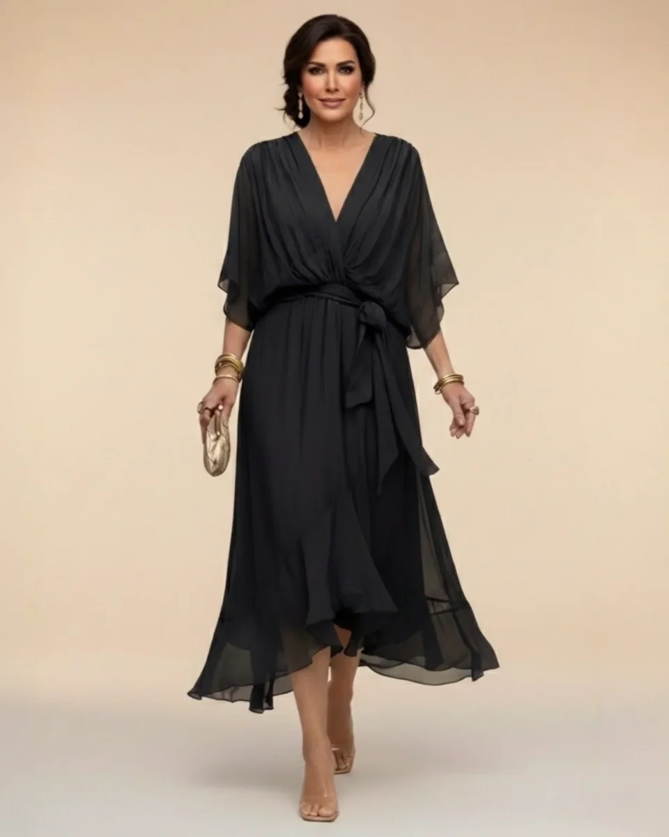 Julieta | Vestido de chifón con escote en V - Imagen 6