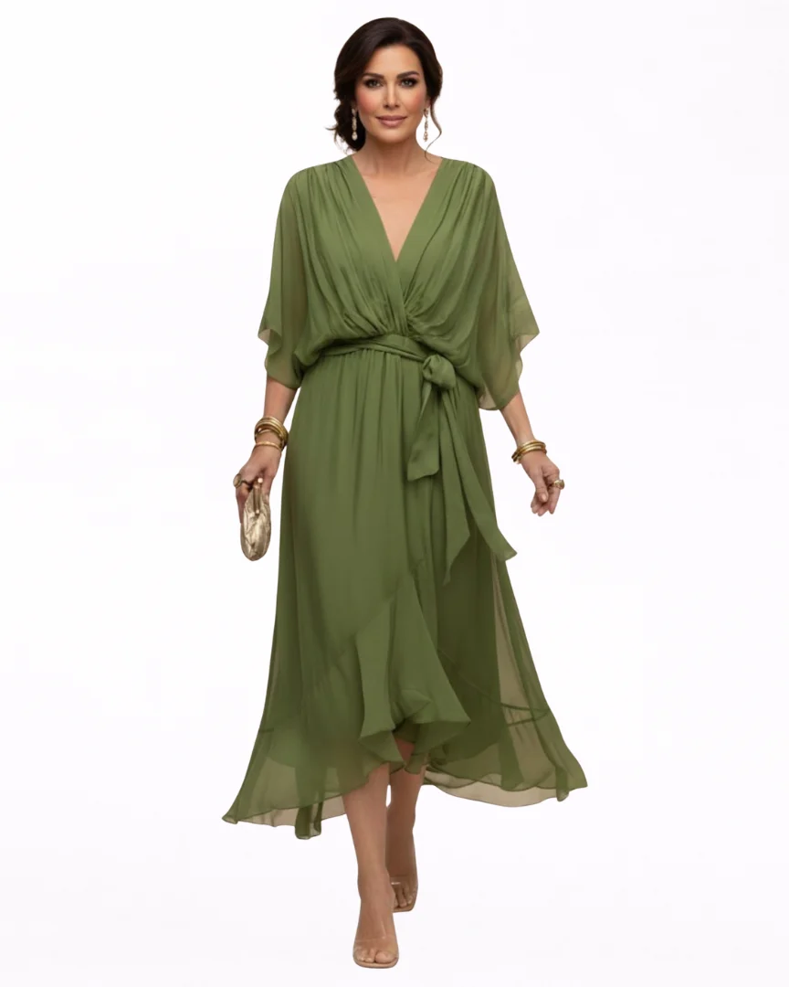 Julieta | Vestido de chifón con escote en V