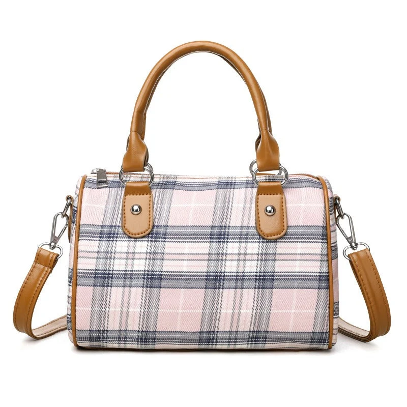 Bolso de hombro para mujer estampado tartán con asas en contraste - Milena - Imagen 6