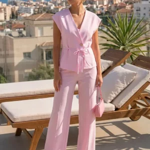 Conjunto para mujer con chaleco sin mangas y pantalón palazzo