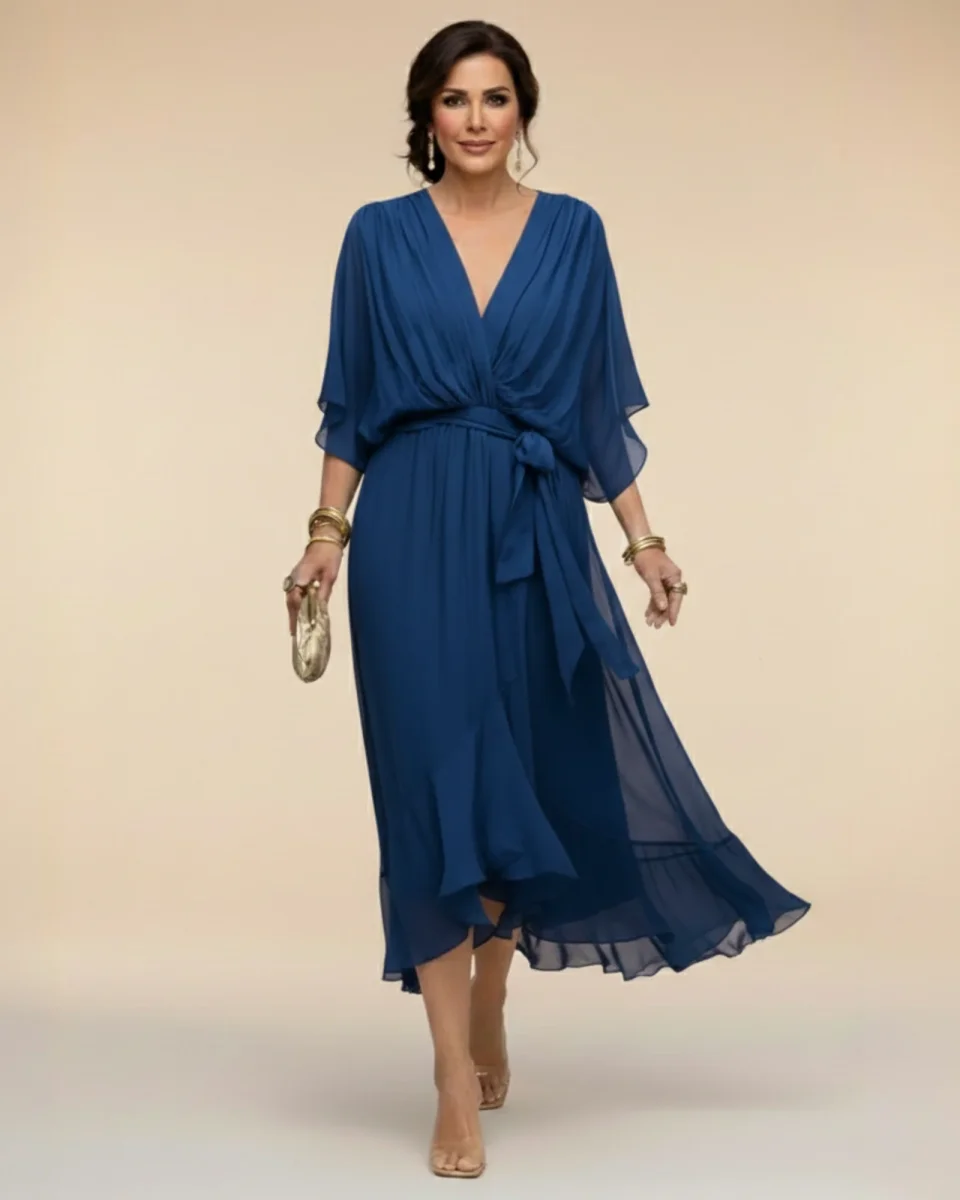 Julieta | Vestido de chifón con escote en V - Imagen 7
