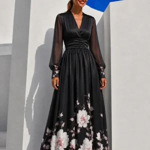 Nueva™ | Vestido de gasa floral con cintura marcada