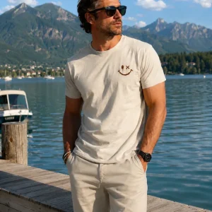 Camiseta de hombre con estampado smiley veraniego