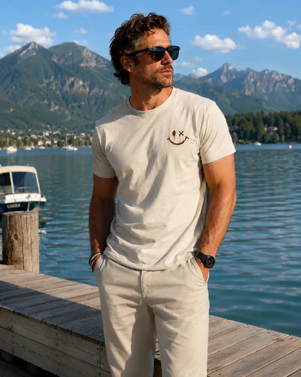 Camiseta de hombre con estampado smiley veraniego