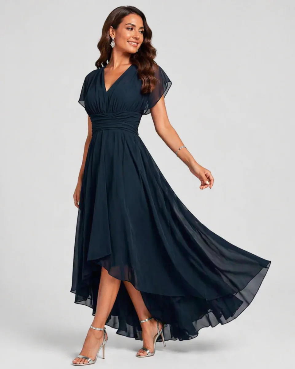Julita – Vestido de noche fluido con escote en V - Imagen 6