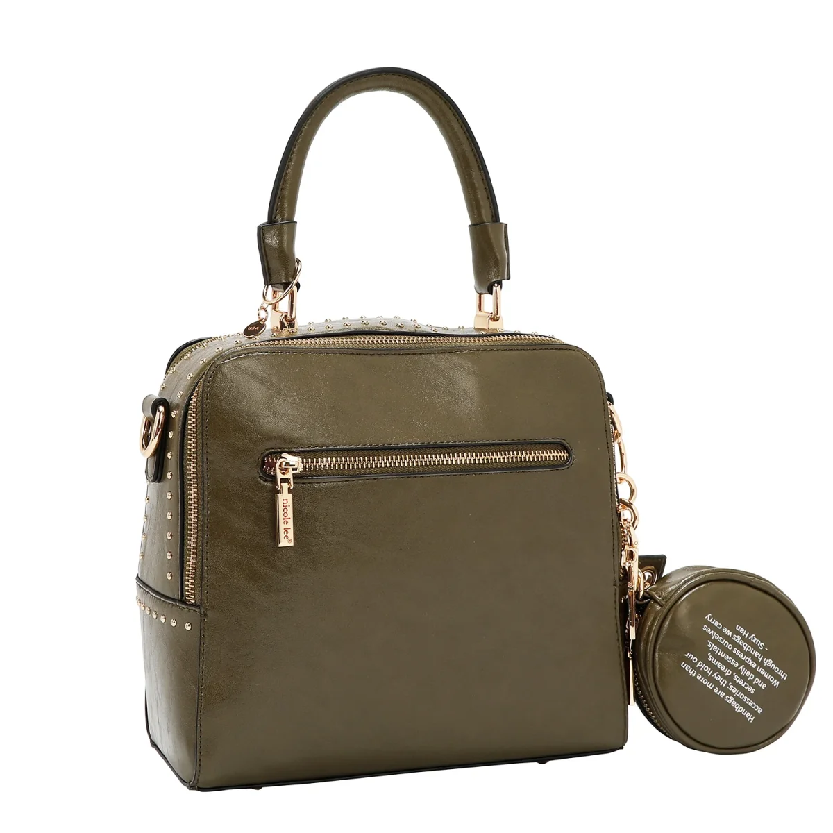 BOLSO DE MANO CUADRADO CON LOGOTIPO EN RELIEVE (OLIVA) - Imagen 7