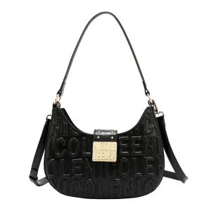 BOLSO DE HOMBRO CON LOGO EN RELIEVE (NEGRO)