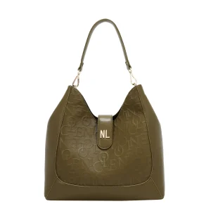 BOLSO DE HOMBRO GRANDE ELEGANCIA EN RELIEVE (OLIVA)