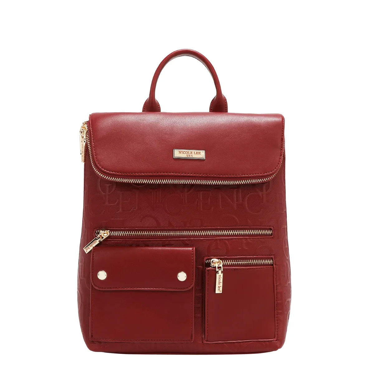 MOCHILA MULTIBOLSILLOS ELEGANCIA EN RELIEVE (ROJO)