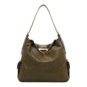 BOLSO DE HOMBRO GRANDE ELEGANCIA EN RELIEVE (OLIVA)