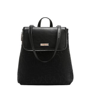 MOCHILA CON SOLAPA ELEGANCIA EN RELIEVE (NEGRO)