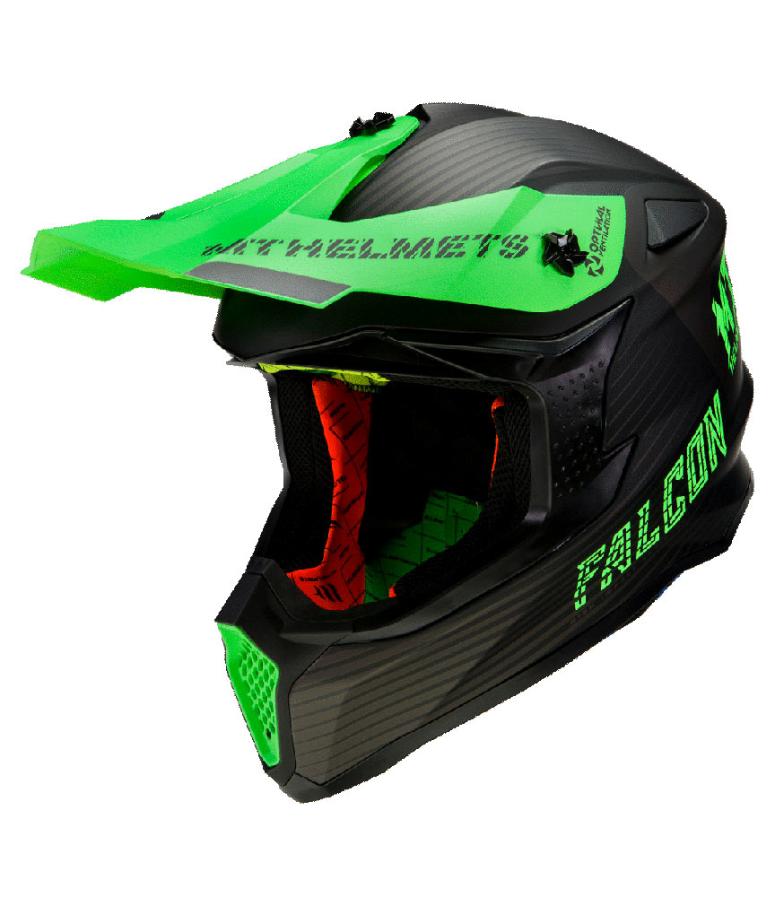 Casco MT FALCON SYSTEM D6 MATT FLUOR GREEN Off Road