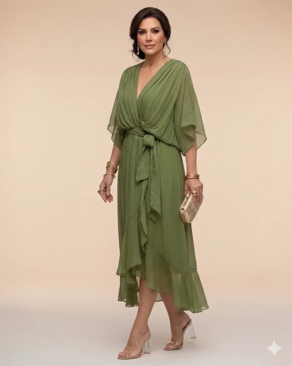 Julieta | Vestido de chifón con escote en V - Imagen 5