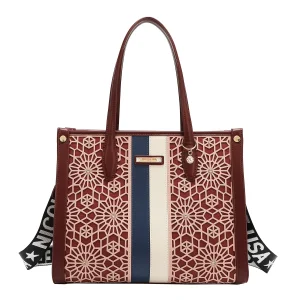 BOLSO DE TOTE GEOMÉTRICO CORTADO CON LÁSER (VINO)