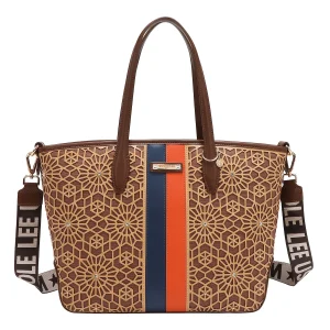 SHOPPER GEOMÉTRICO CORTADO CON LÁSER (MARRON)