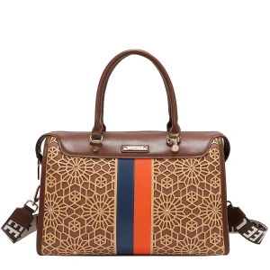 BOLSO BOSTON CON CORTE LÁSER GEOMÉTRICO (MARRON)