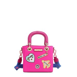 BOLSO DE MANO CON PARCHES DE COLORES (VIOLETA)