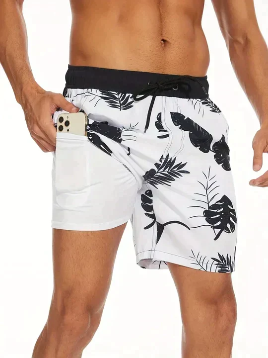 Bañador para hombre de doble capa con cordón - Imagen 4