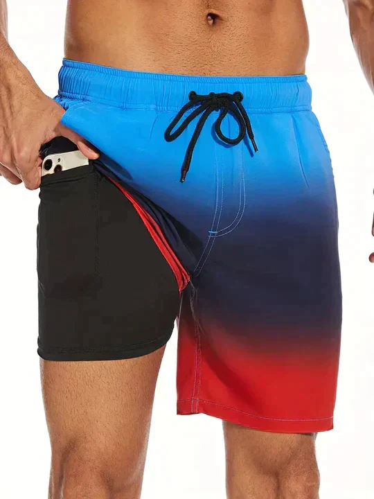 Bañador para hombre de doble capa con cordón - Imagen 5