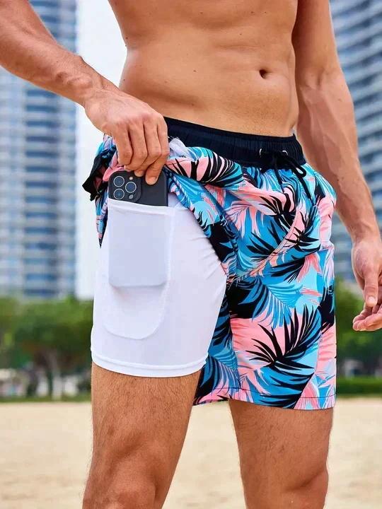 Bañador para hombre de doble capa con cordón - Imagen 7