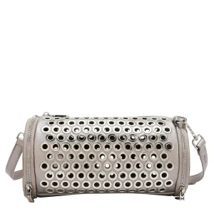 BOLSA DE BARRIL CON BORDE DE OJALES (PLATA)