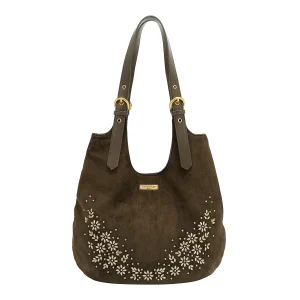 BOLSO HOBO CON DISEÑO FLORAL (OLIVA)
