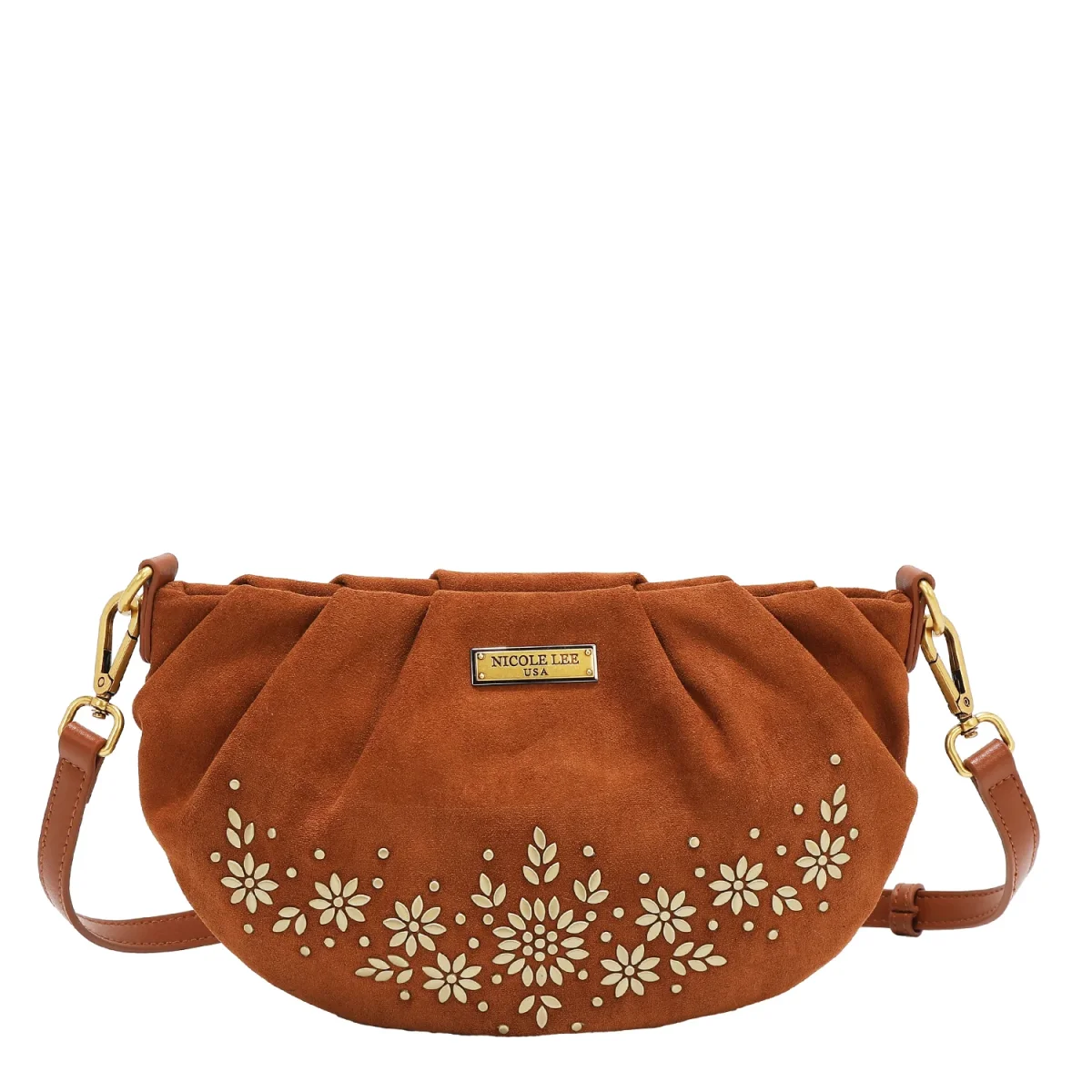 BANDOLERA CON DISEÑO FLORAL (MARRON)