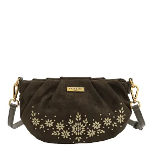 BANDOLERA CON DISEÑO FLORAL (OLIVA)