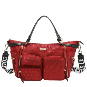 BOLSO DE COMPRAS CON LOGOTIPO MONOGRAMA (ROJO)