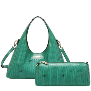 BOLSO DE MANO CON COSTURA (VERDE)