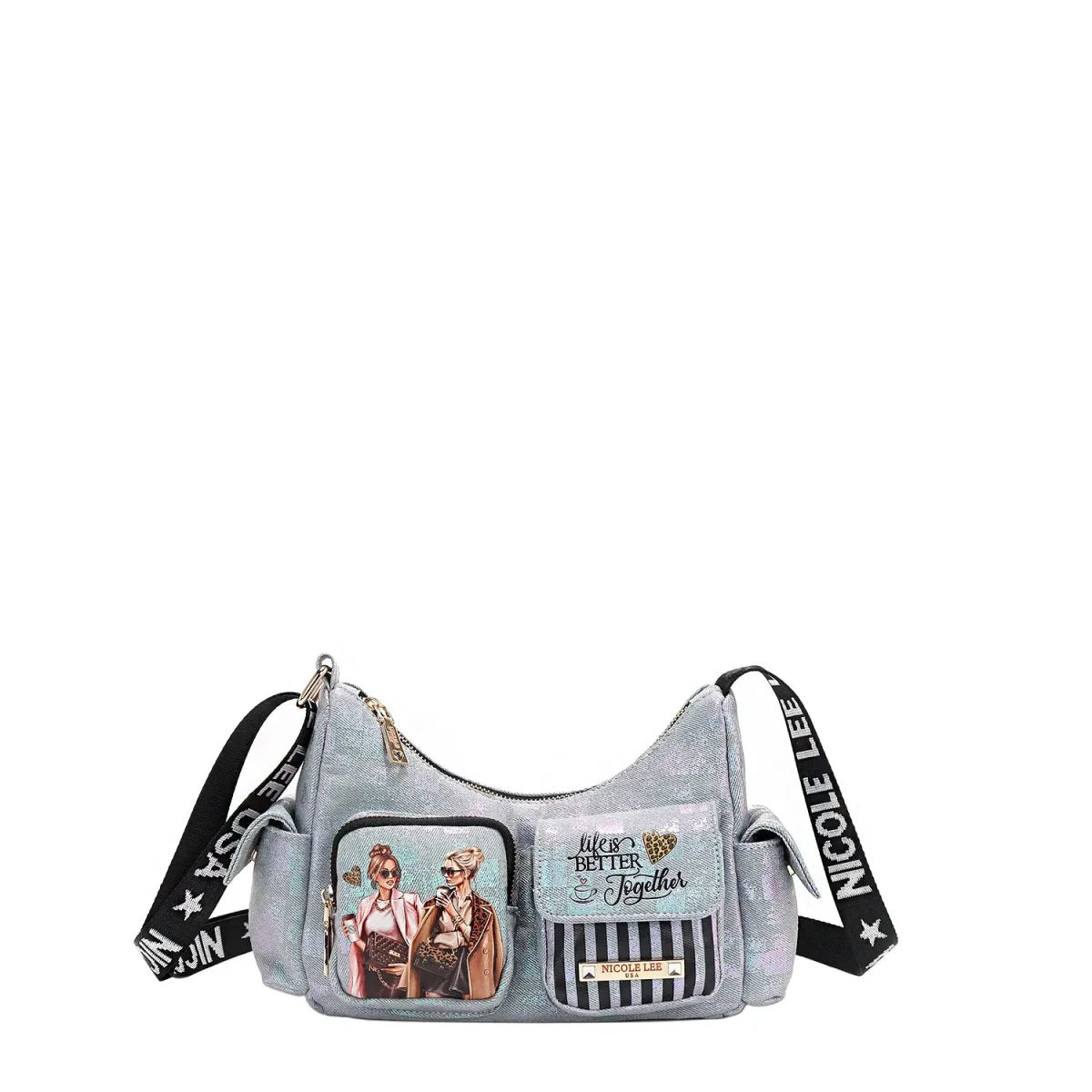 BOLSO DE HOMBRO CON CUADROS DE DENIM (LADIES NIGHT OUT)
