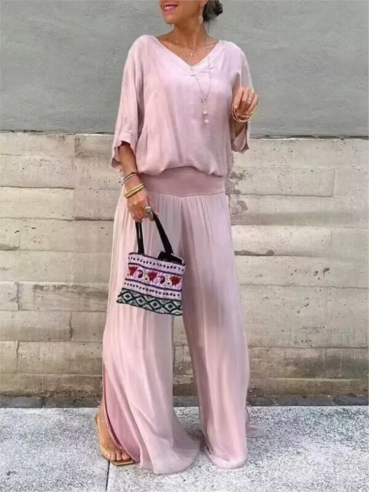 Adeline | Conjunto de dos piezas drapeado con pernera ancha - Imagen 9