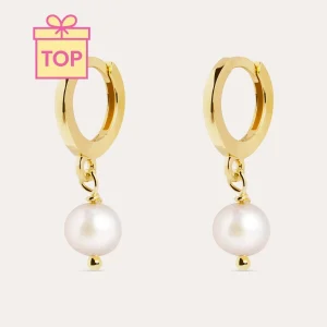 Pendientes Aro Pearl Plata Baño Oro