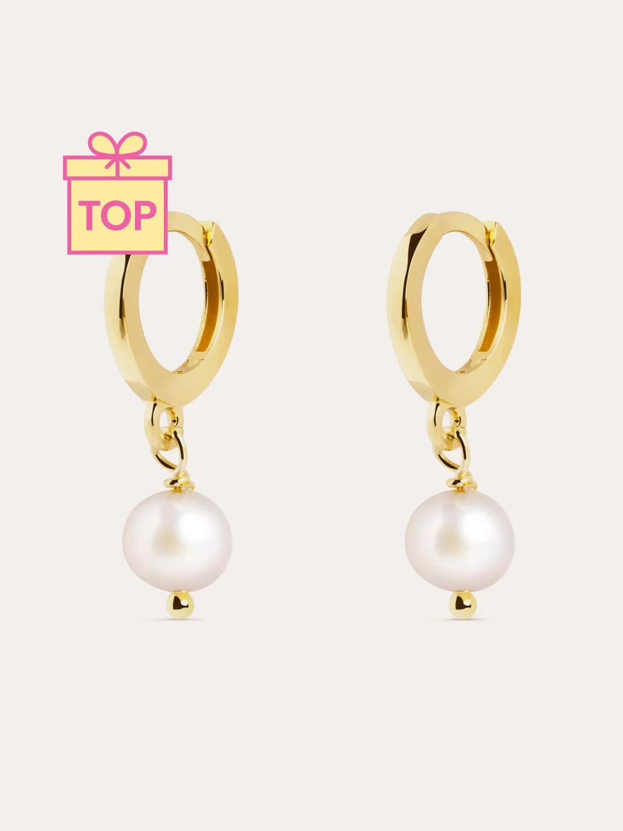 Pendientes Aro Pearl Plata Baño Oro