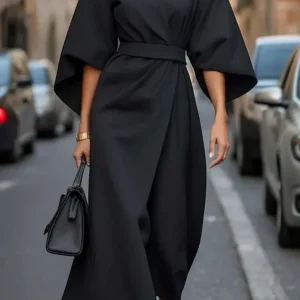 Sofia - Vestido elegante con mangas farol y cinturón
