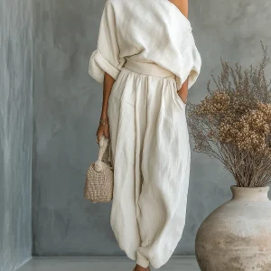 Conjunto Off Shoulder 2 Piezas Estilo Casual Chic