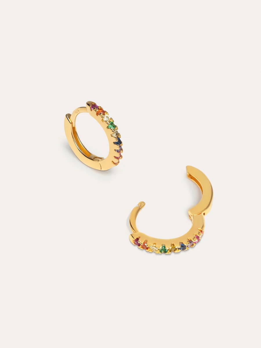 Pendientes Aro Colors Plata Baño Oro - Imagen 4