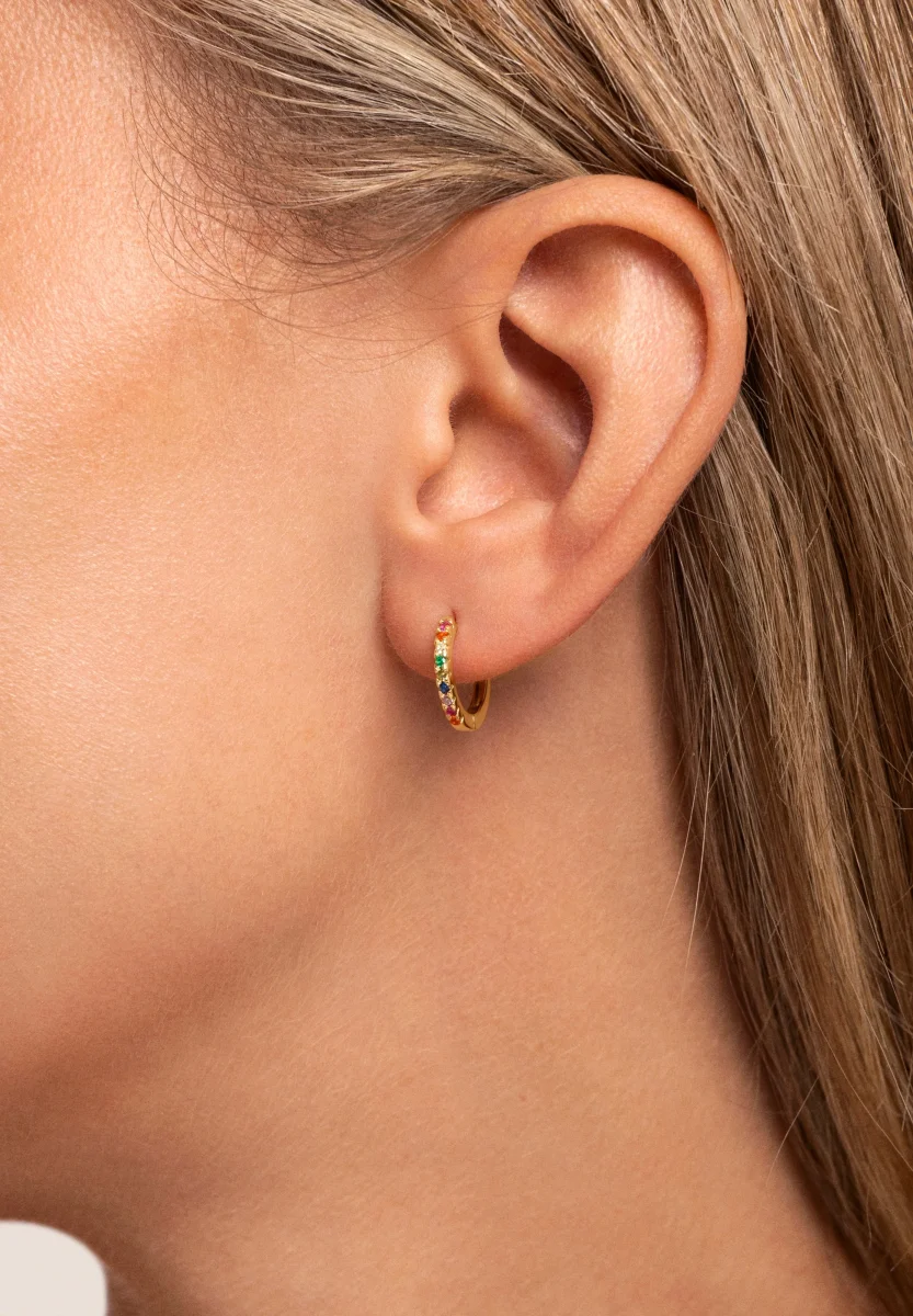 Pendientes Aro Colors Plata Baño Oro - Imagen 3