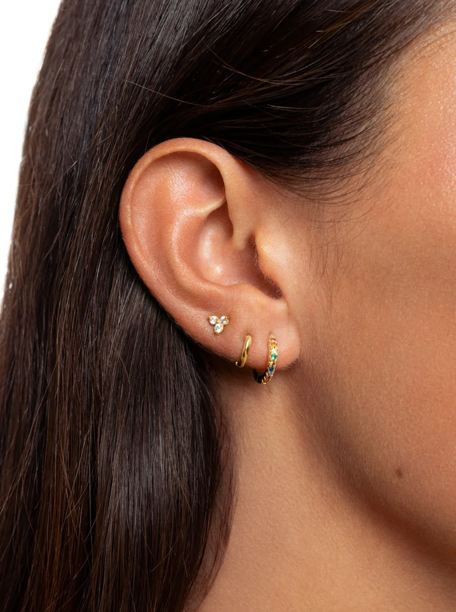Pendientes Aro Colors Plata Baño Oro - Imagen 5