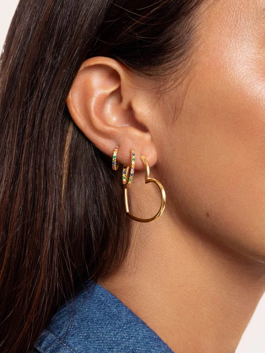 Pendientes Aro Colors Plata Baño Oro - Imagen 6