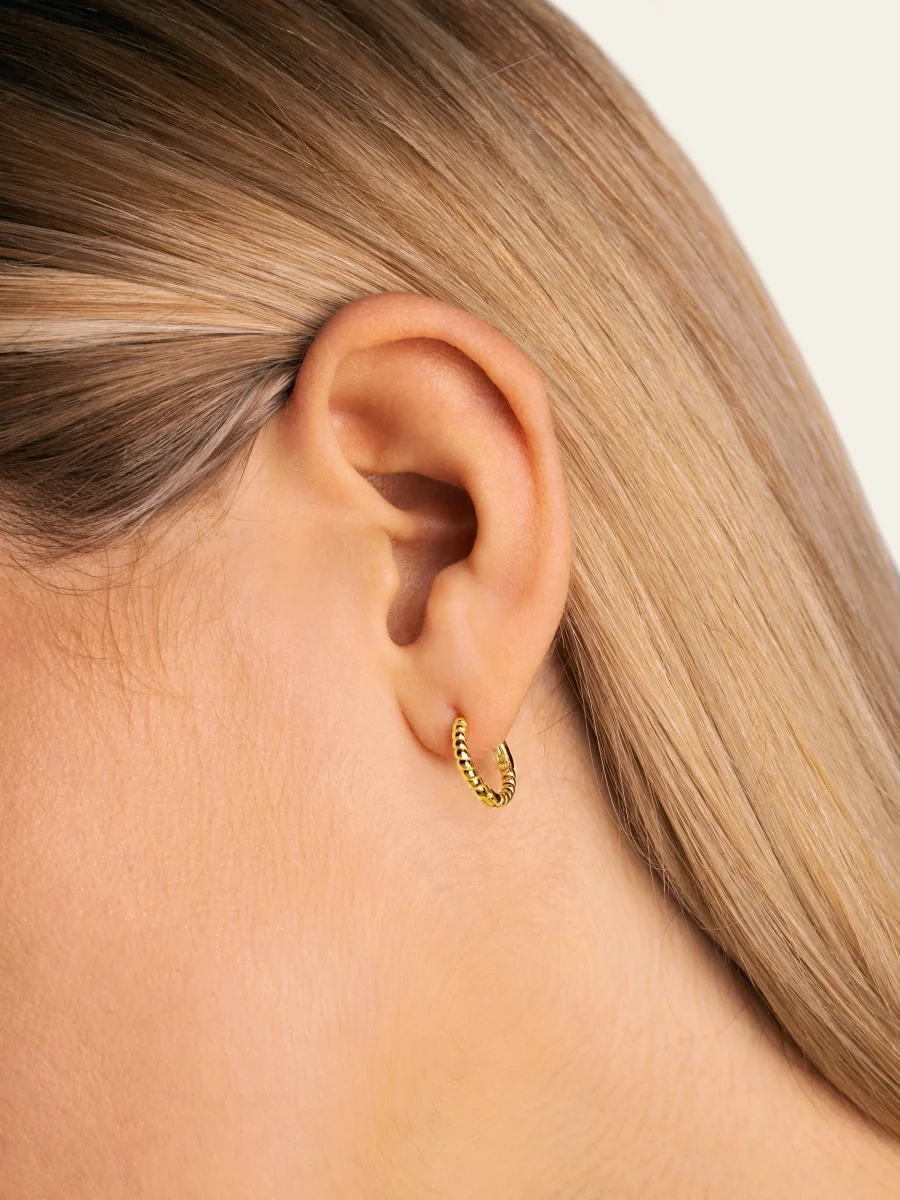 Pendientes Aro Twist Plata Baño Oro - Imagen 3