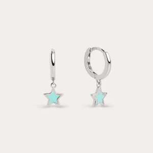 Pendientes Aro Star Sky Enamel Plata