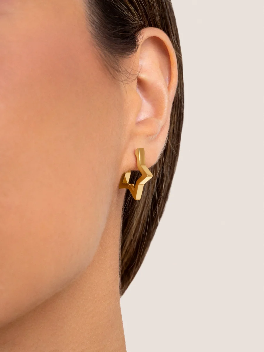 Pendientes Superstar Acero Baño Oro - Imagen 9