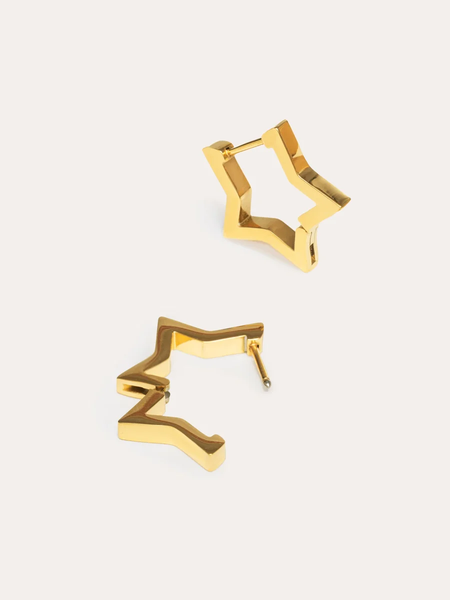 Pendientes Superstar Acero Baño Oro - Imagen 4