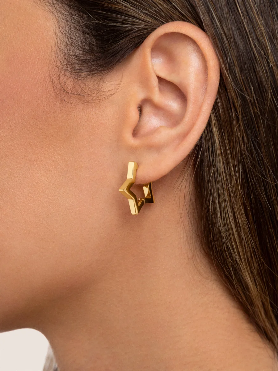Pendientes Superstar Acero Baño Oro - Imagen 3