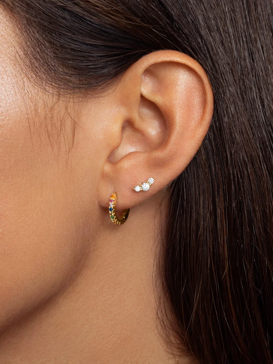 Pendientes Aro Colors Plata Baño Oro - Imagen 7