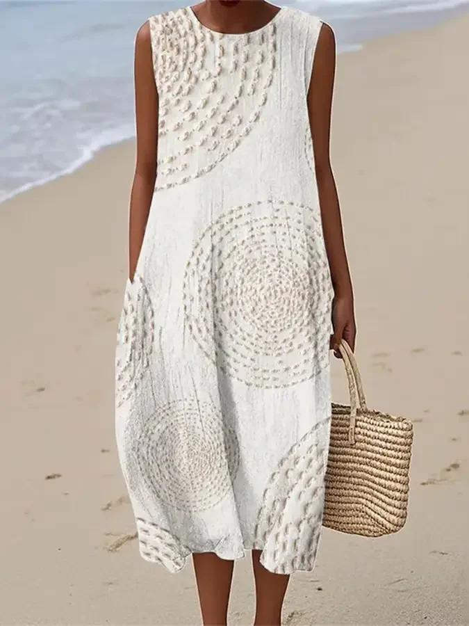 Allegra | Vestido midi bordado sin mangas